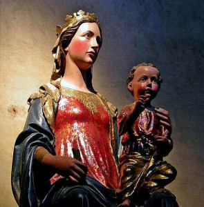 Della Robbia painted terracotta Madonna in a church in Volterra