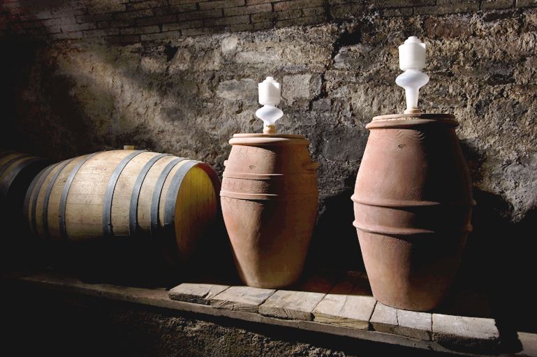 Wine making in terracotta jars